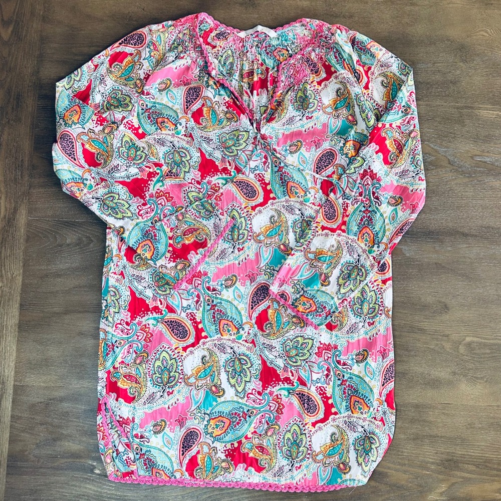 Athleta Women's Size M‎ Paisley Print Tallulah Long Sleeve Tunic dress cover up